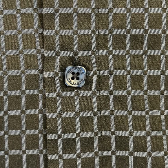 Bespoke Sport Short Sleeve Button Front Shirt Two-Tone Black/Blue Windowpane XL - Picture 8 of 13